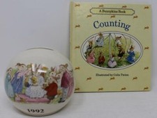Royal Doulton Bunnykins 1992 Money Ball Bank Queen of the May  Counting Book