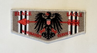 OA BLACK EAGLE LODGE FLAP PATCH 2017 NORMANDY SERVICE SILVER BDR RARE