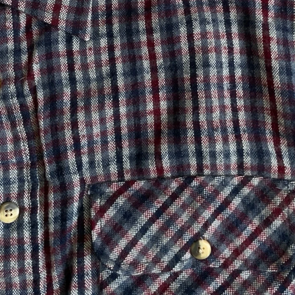Camisa de franela a cuadros vintage para hombre talla grande años 80 mezcla de acrílico suave manga larga Foto 3 de 4
