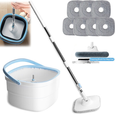 Mop and Bucket with Wringer Set Self Cleaning Wet Dry Usage with 2/7Pcs Mop Pads