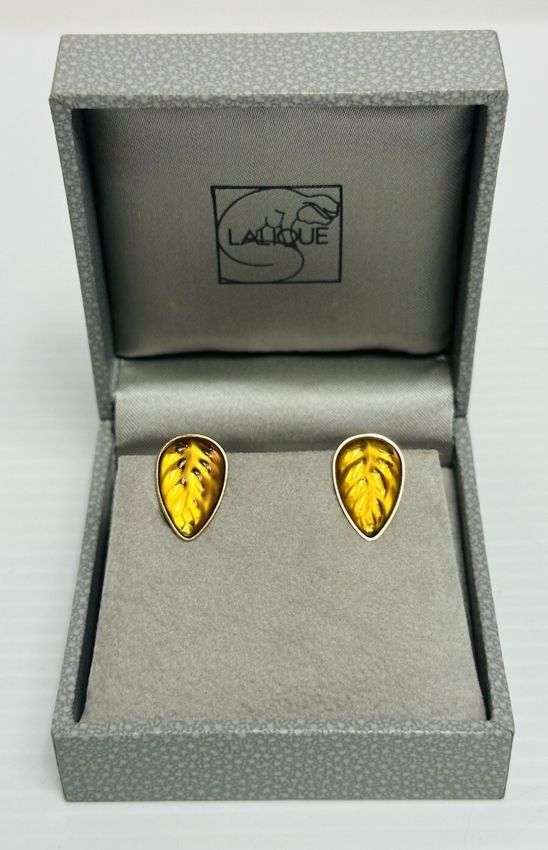 Lalique France Crystal Heliconia Leaf Earring- Clip On | eBay