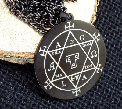 Black Steel Hexagram of Solomon Pendant Talisman (Drive Away Negativity,  Demons)