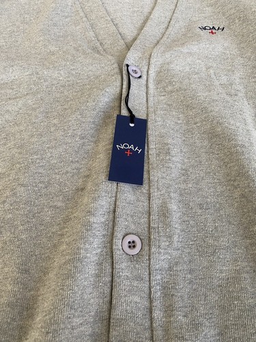 Men’s NOAH New York Rugby Logo Embroidered Cardigan 100% Cotton Gray Small NWT - Picture 2 of 11
