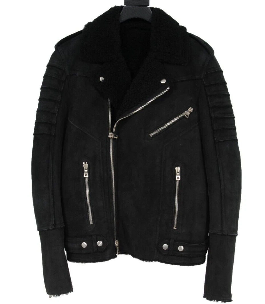 Balmain suede hotsell jacket