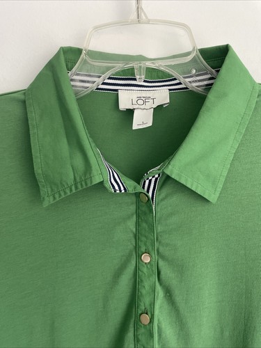 Ann Taylor Loft Women’s Size LARGE Green Blouse Top 3/4 Sleeve A25 - Picture 2 of 4