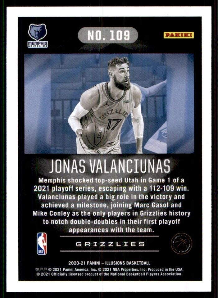 2020-21 Panini Illusions Jonas Valanciunas Memphis Grizzlies #109 - Image 2 of 2