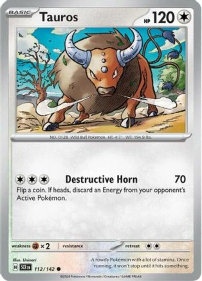 Pokemon Tauros - 112/142 - Common - Reverse Holo NM-Mint Stellar Crown