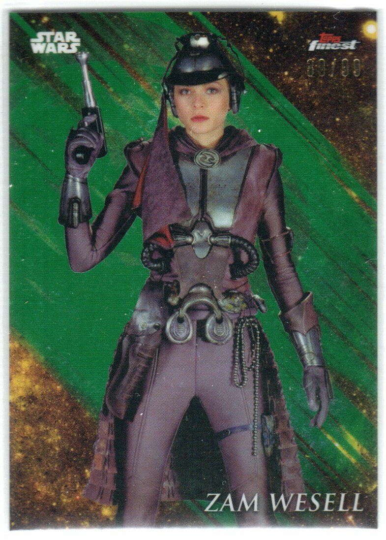STAR WARS 2018 FINEST GREEN REFRACTOR PARALLEL 98 ZAM WESELL #D 38