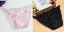 2 Packs-Ladies/Girls 100 mulberry silk panties briefs bikinis w/bow-Size L/XL