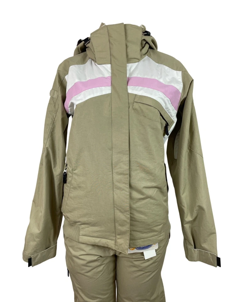 Convert Women Ski Jacket & Pants Set Beige Hooded Snowboarding Suit Sz S/M - New - Image 4 of 4