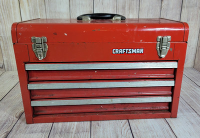 Craftsman Red 3-Drawer Tool Box  18'' X 11'' X 8''  Good Condition