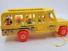 Vintage Fisher Price School Bus pull toy #192, 1984, Includes 7 figures. MINT!