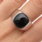 925 Sterling Silver Vintage Mexico Real Black Onyx Modernist Ring Size 12