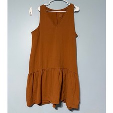 A New Day Women XXL Rust Brown Sleeveless V-Neck Ruffle Hem Knit Mini Dress 1768
