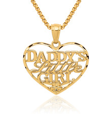 14K Solid Yellow Gold Daddys Little Girl Heart Necklace