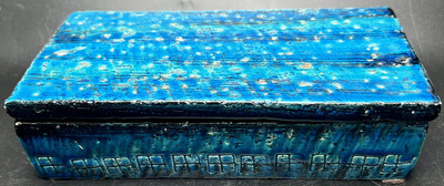 Vintage BITOSSI Aldo Londi Lidded Box Rimini Blue & Green Geometric Italy