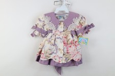 Deadstock Vintage 90s Girls Baby 18M 18 Months Flower Tie Lace Ruffled Dress