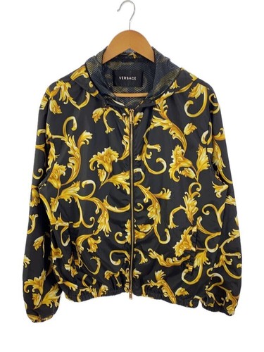 VERSACE hooded blouson Jacket black 52 Used - Picture 1 of 6