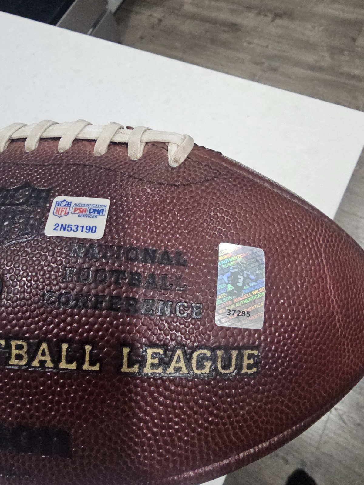 Seattle Seahawks Game Used Football Auto Signed By Russell Wilson PSA DNA 1 Of 1 view 2
