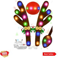 Christmas Reindeer Antlers Car Decoration Kit, Waterproof LED Lights Nose Ve...
