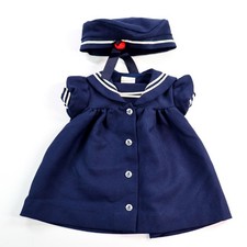 Vintage Mothercare Dress Hat Sailor Outfit Blue White Nautical 12months 1990s