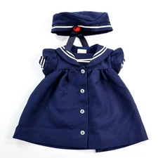 Vintage Mothercare Dress Hat Sailor Outfit Blue White Nautical 12months 1990s