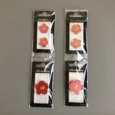 Dill Buttons Red Orange Two Sizes Flowers 20 mm and 28 mm Made Germany