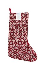 NEW Festive Living Luxury Red Christmas Stocking Beaded Wool Blend
