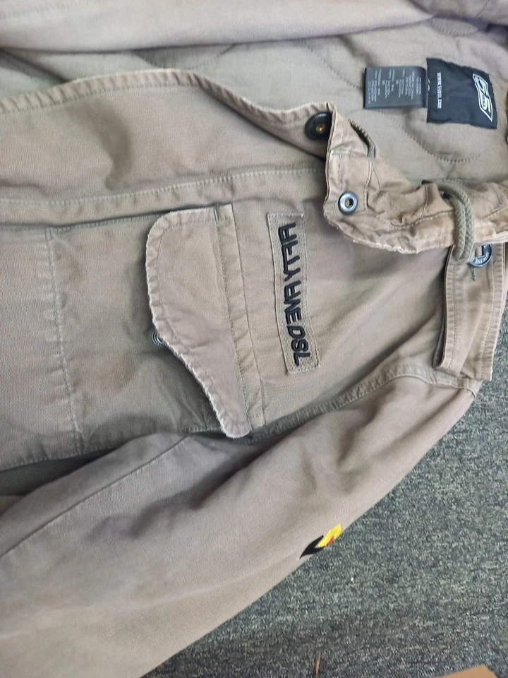 55DSL Jacket Mens Ski Snowboarding army Full Zip Logo Khakiwinter coat military - Image 2 of 4