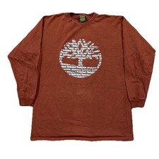 Vintage Timberland Long Sleeve Shirt M Made in USA Brown Logo Graphic