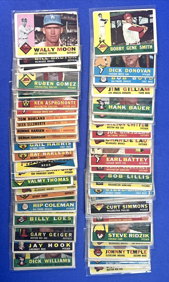 Lot Of 66 1960 Topps Baseball Cards All Different Complete Set Starter ...