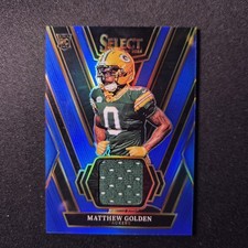 2025 Panini Select Blue Prizm Rookie Swatches Matthew Golden RC Packers RSW-MGN 