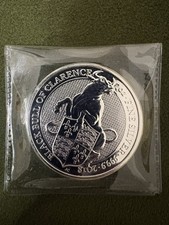 Queens Beasts Black Bull of Clarence Pure Silver Coin 2 Ozs