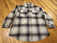Time and Tru Beige/Brown/Black Plaid Heavy Flannel Shirt Jacket Women's XXL 20