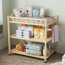 Infant Changing Table in Natural, Solid Wood Structure with Weight Capacity U...