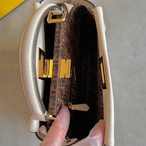FENDI White Leather Peekaboo Mini Bag Strap Made in Italy w/ Box and Papers - Picture 6 of 15