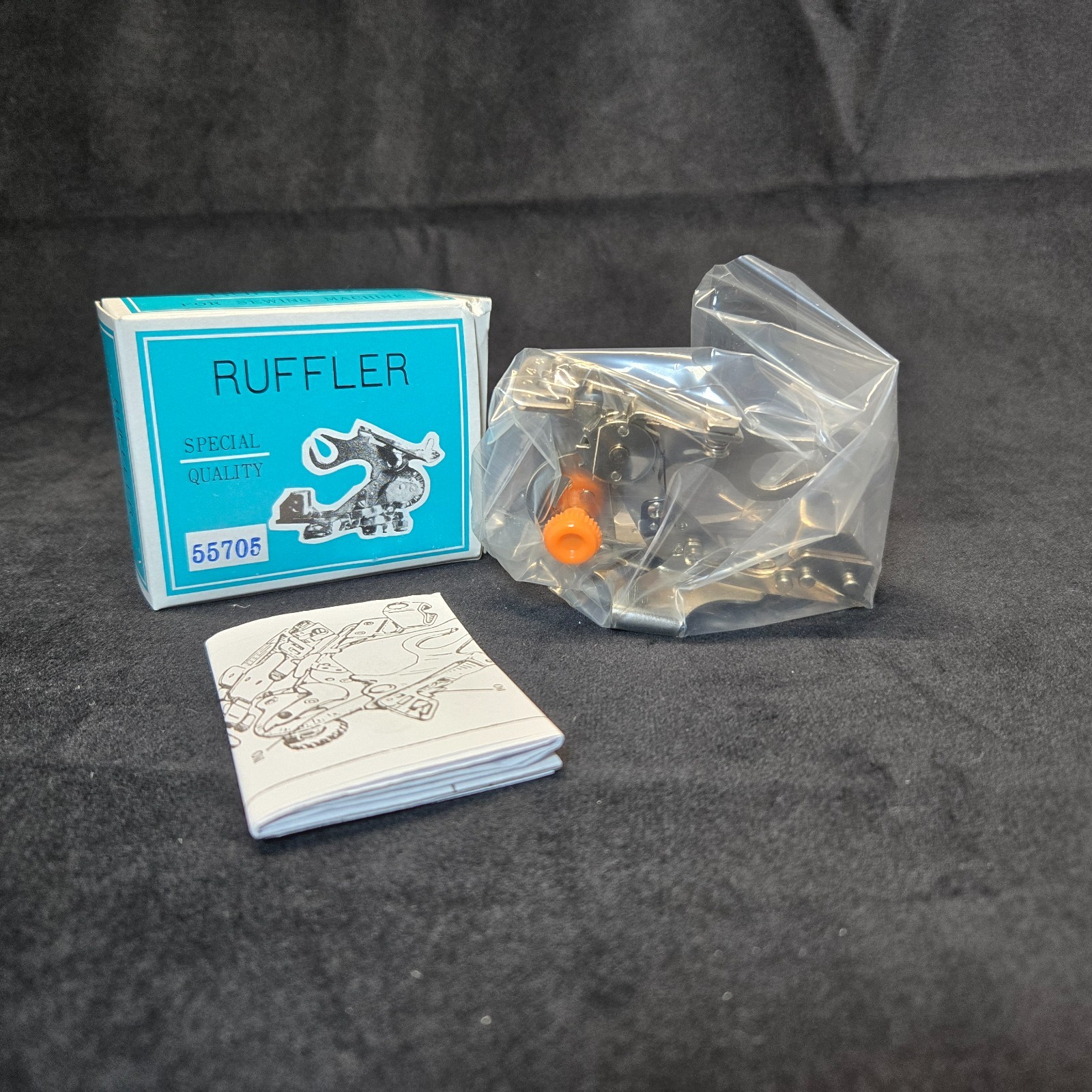 Ruffler for sewing machine presser foot attachment Greist Ruffles #55705 org box