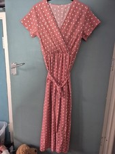 Size S Small Pink Spot Short Sleeve Midi Dress (525/184)