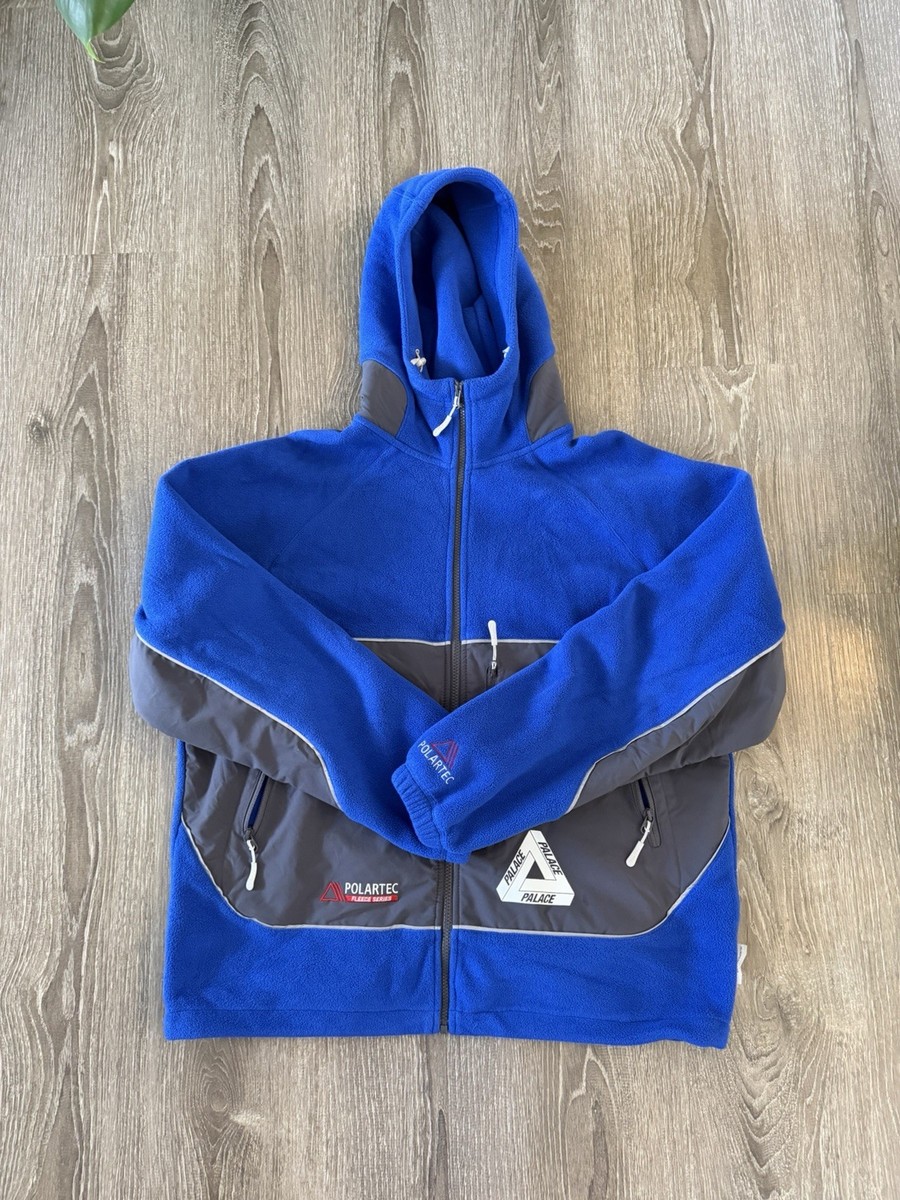 Palace Polartec Fleece 3M Hooded Jacket Zip Up Size Large Royal