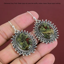 Dragon Bloodstone Gemstone Handcrafted Dangle Earrings Jewelry Sterling Silver