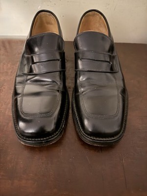 Loake Mens Black Leather Square Toe Loafer Dress Casual Shoes Size 6.5 England