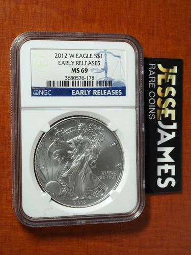 2012 W BURNISHED SILVER EAGLE NGC MS69 EARLY RELEASES BLUE LABEL