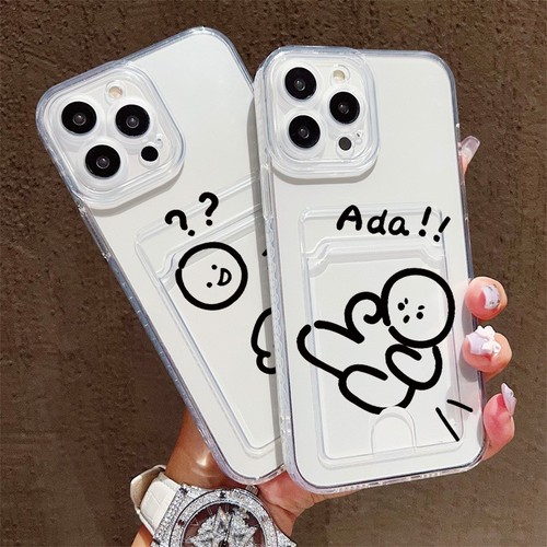 For iPhone Samsung Honor Clear Card Wallet Case Hot Cute Interesting Funny Cover - Picture 8 of 17