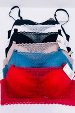 Lot of 6 Women's Bras Lace Camisole Padded Underwear Push-up Bra Soft 7214 32-38
