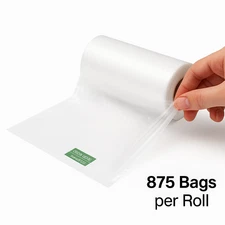 12x20 Produce Bags on Roll, HDPE 9 Micron, 875/Roll, 4 Rolls (3500) Side Print