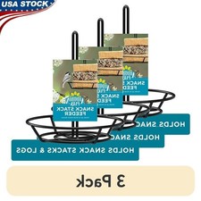 3 Pack Black Metal Snack Stack Hanging Bird Feeder Wild Outdoor Dining W/ S Hook