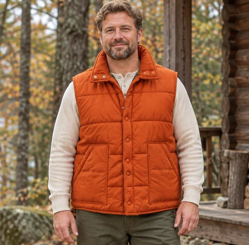 Vintage Cal Craft Men's XL Quilted Puffer Vest Orange Retro Gorpcore Hunting - product listing photo