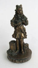 Frontgate Bronze Victorian Young Girl Holding Dog 8" Figurine