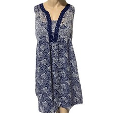 Knox Rose Dress Boho Size M Medium Bohemian Sleeveless Blue & White Mixed Print