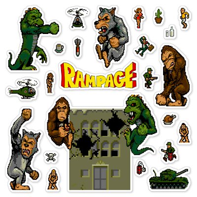 Rampage Stickers Arcade Game Pixel Art 24 Sticker Pack | eBay